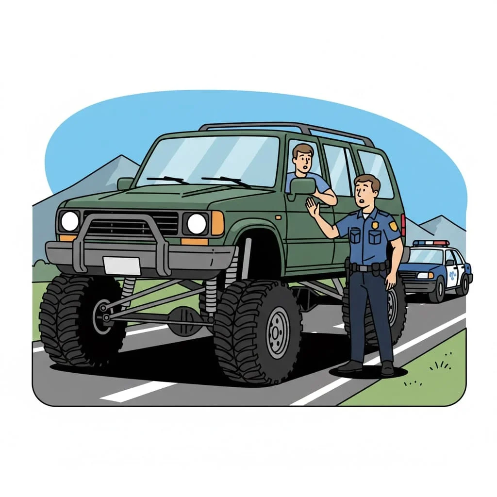 Внедорожник с высокой подвеской остановил сотрудник
