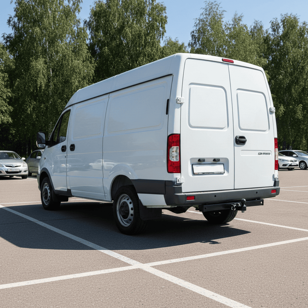  ГАЗ-3302 Газель Бизнес стоит на парковке с установленным фаркопом