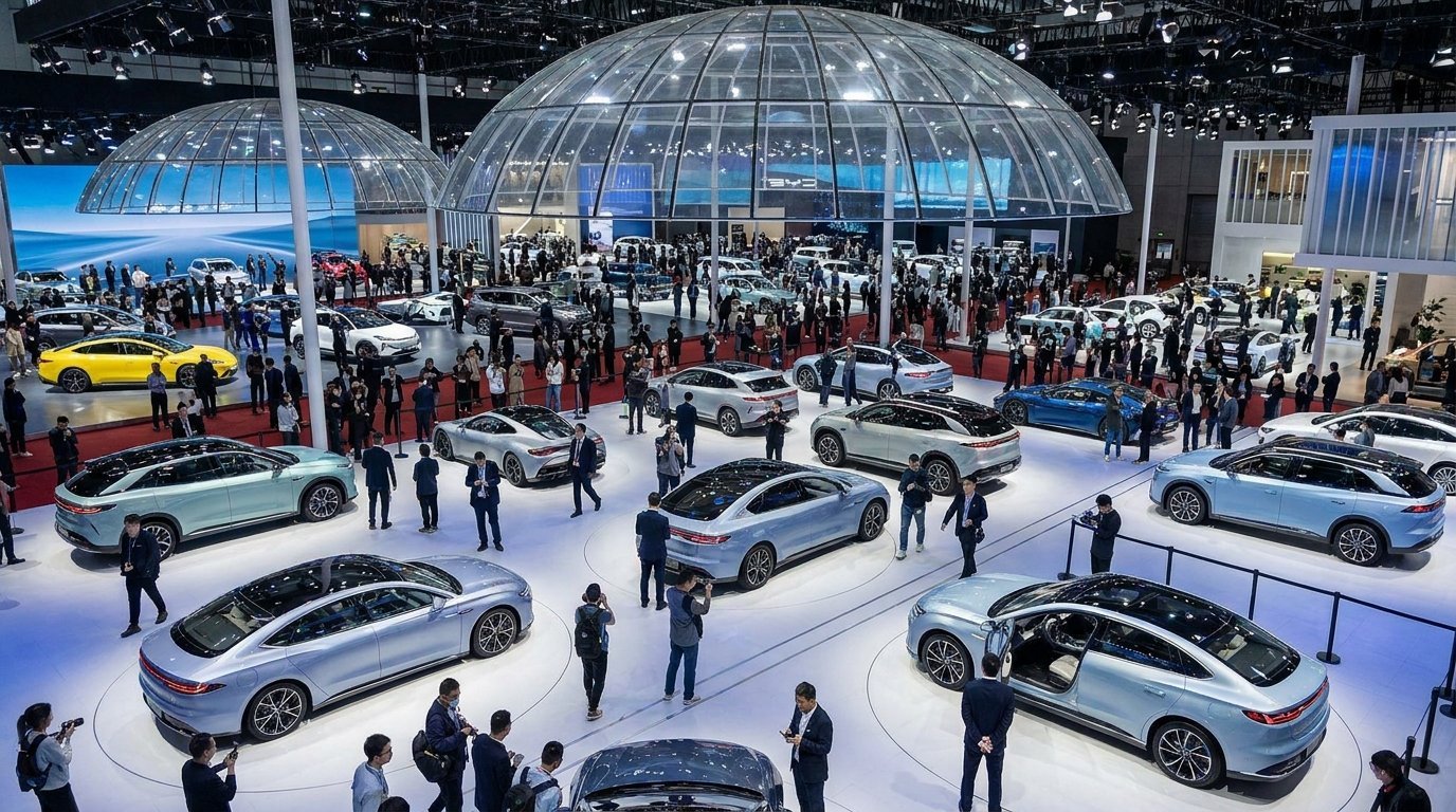 Китайский автомобильный рынок с разнообразными моделями на выставке